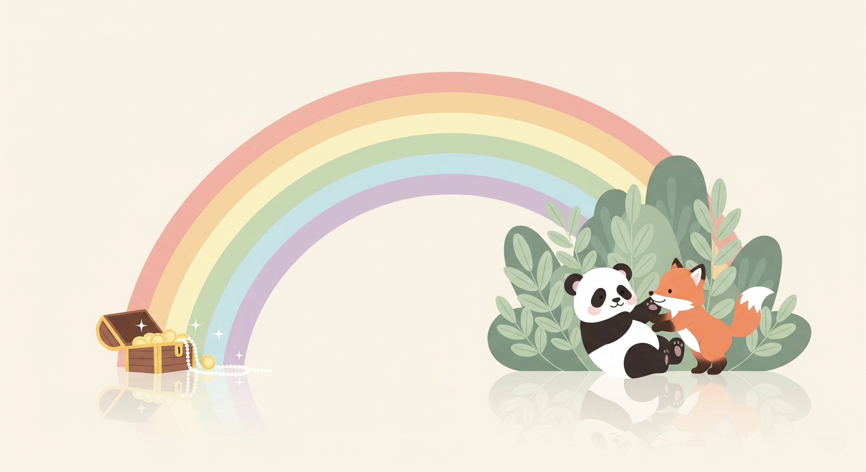 Detailed panda fox rainbow mural wallpaper design pattern by Kids-Mundo