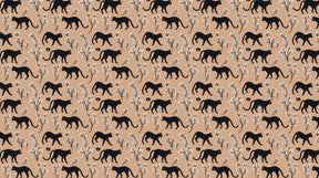 Detailed black animal silhouette and floral mural wallpaper design pattern by Kids-Mundo