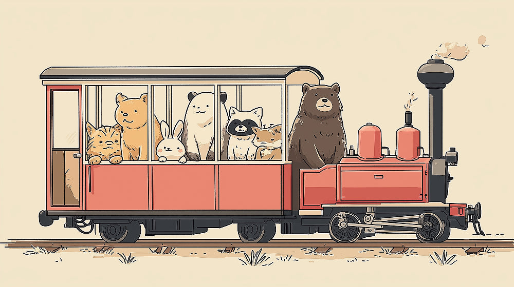 Detailed animal train mural wallpaper design pattern with safari friends by Kids-Mundo