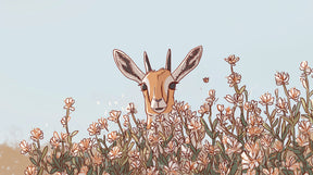 Detailed antelope and floral meadow mural wallpaper design pattern by Kids-Mundo