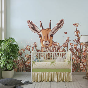 Antelope flower wallpaper creating serene atmosphere in kids playroom by Kids-Mundo