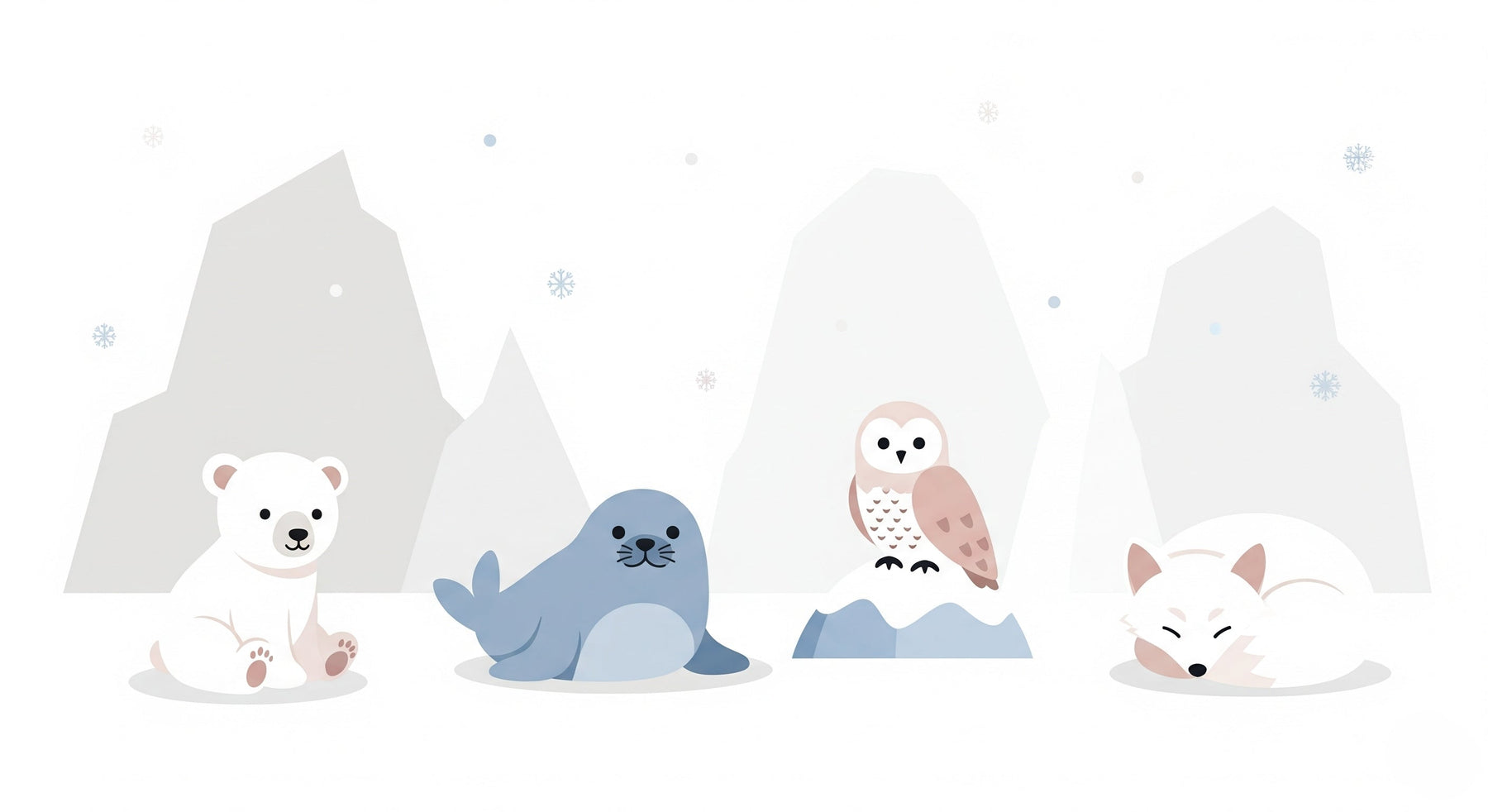 Detailed Arctic animals mural wallpaper design pattern with polar bear and winter creatures by Kids-Mundo