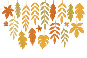 Detailed autumn leaves mural wallpaper design pattern with orange and green foliage by Kids-Mundo