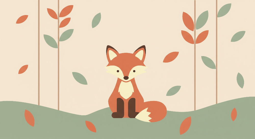 Sitting Fox in Autumn Woodland Wall Mural
