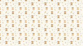Detailed baby bear and stars mural wallpaper design pattern in soft beige tones