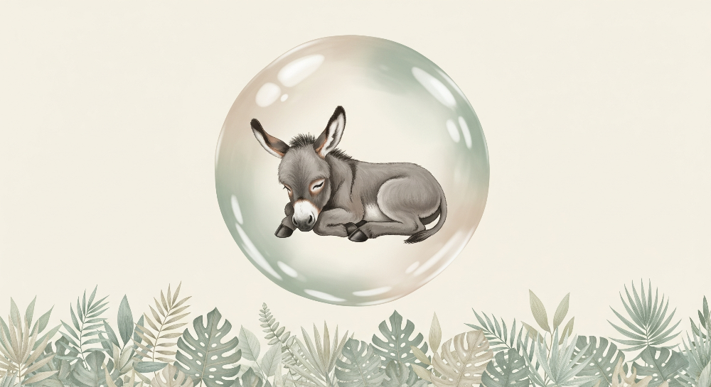 Sleeping Baby Donkey in a Bubble Wall Mural