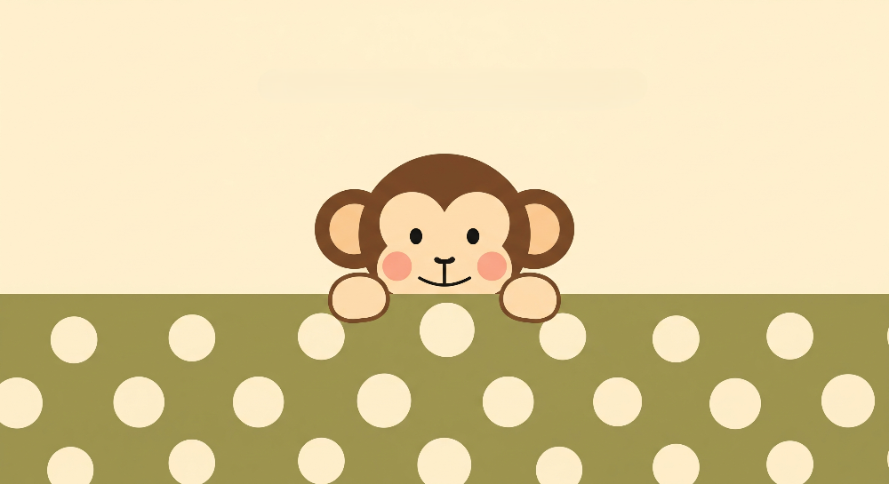 Peeking Baby Monkey Polka Dot Wall Mural