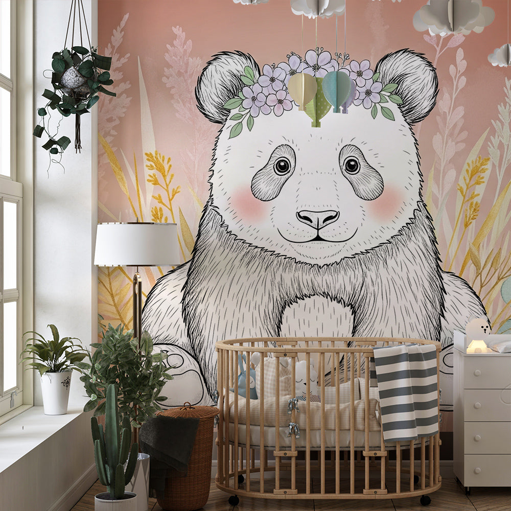 Kids-Mundo baby panda wall mural bringing a friendly character to a playroom