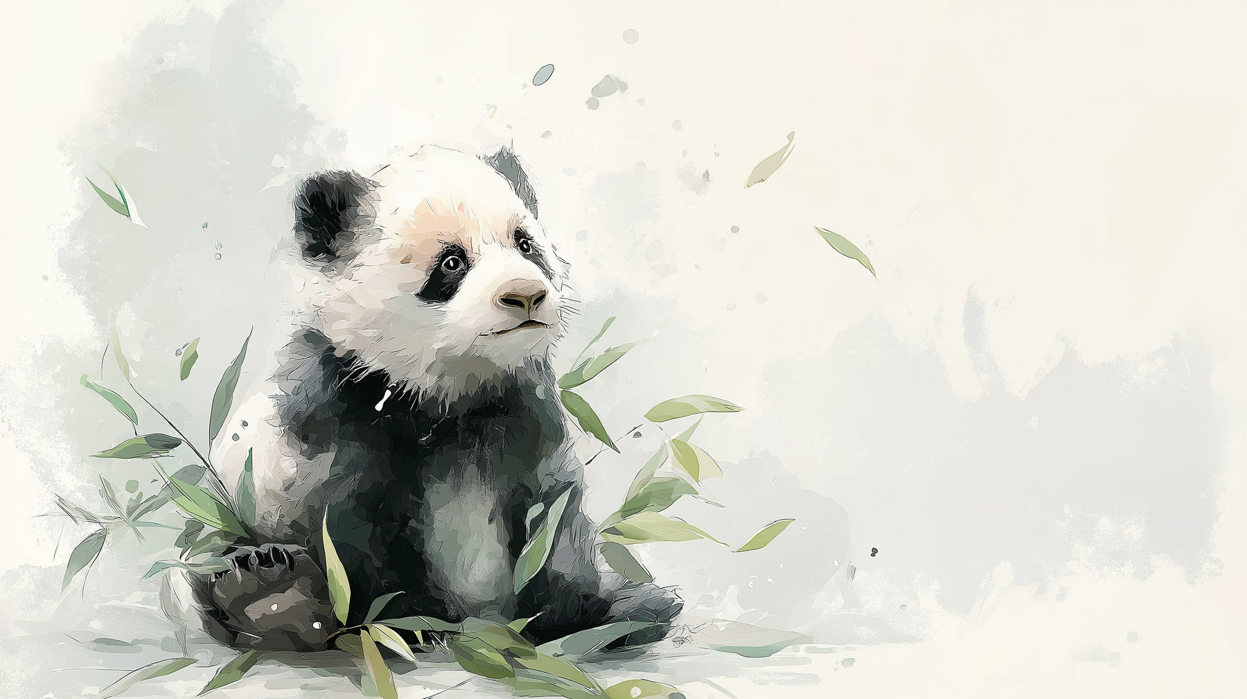 Detailed baby panda bamboo mural wallpaper design pattern by Kids-Mundo