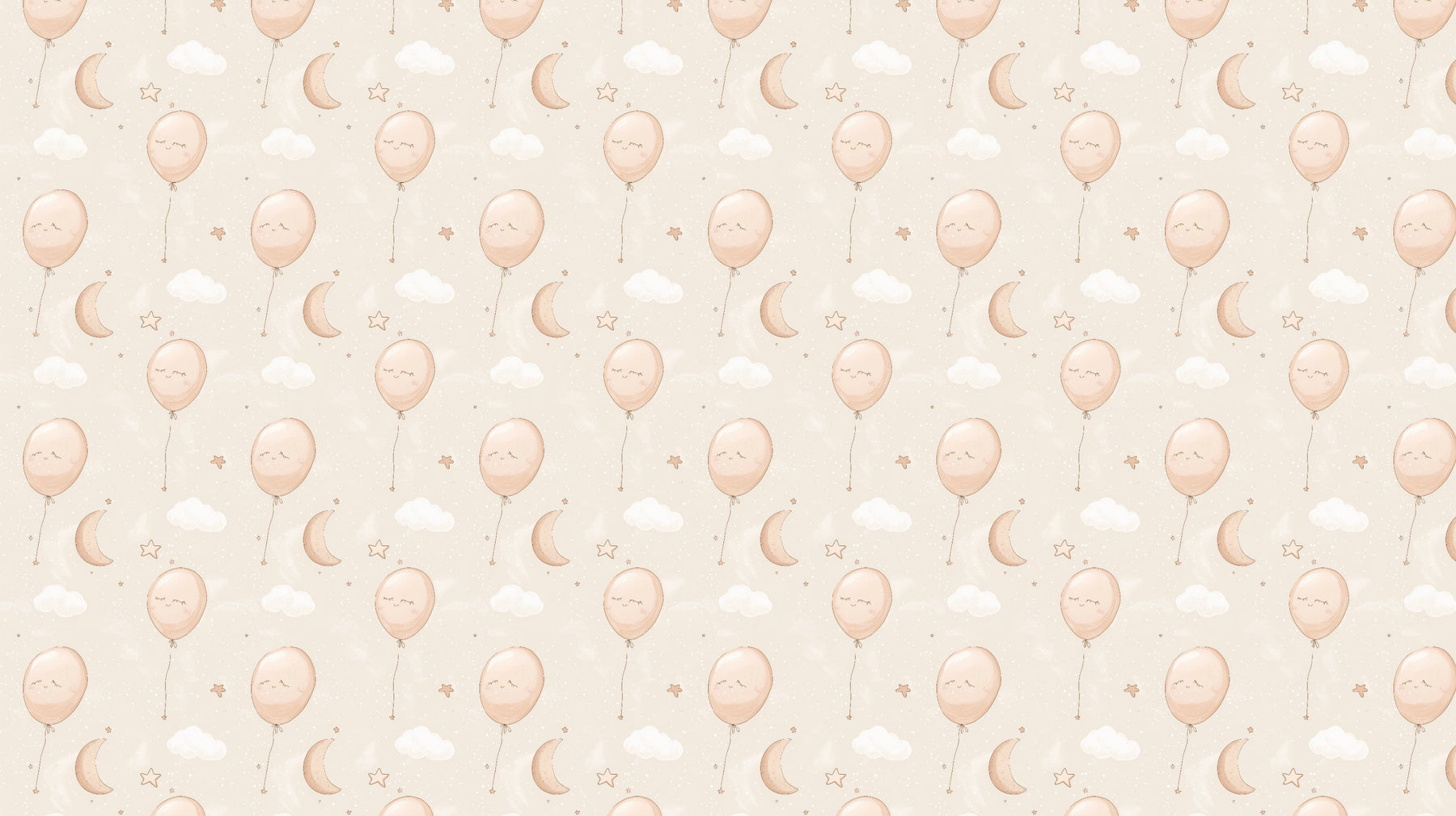 Detailed balloon and cloud mural wallpaper design pattern with stars and moons by Kids-Mundo