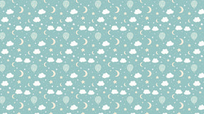 Detailed balloon dreams mural wallpaper design pattern with stars, clouds and moons by Kids-Mundo