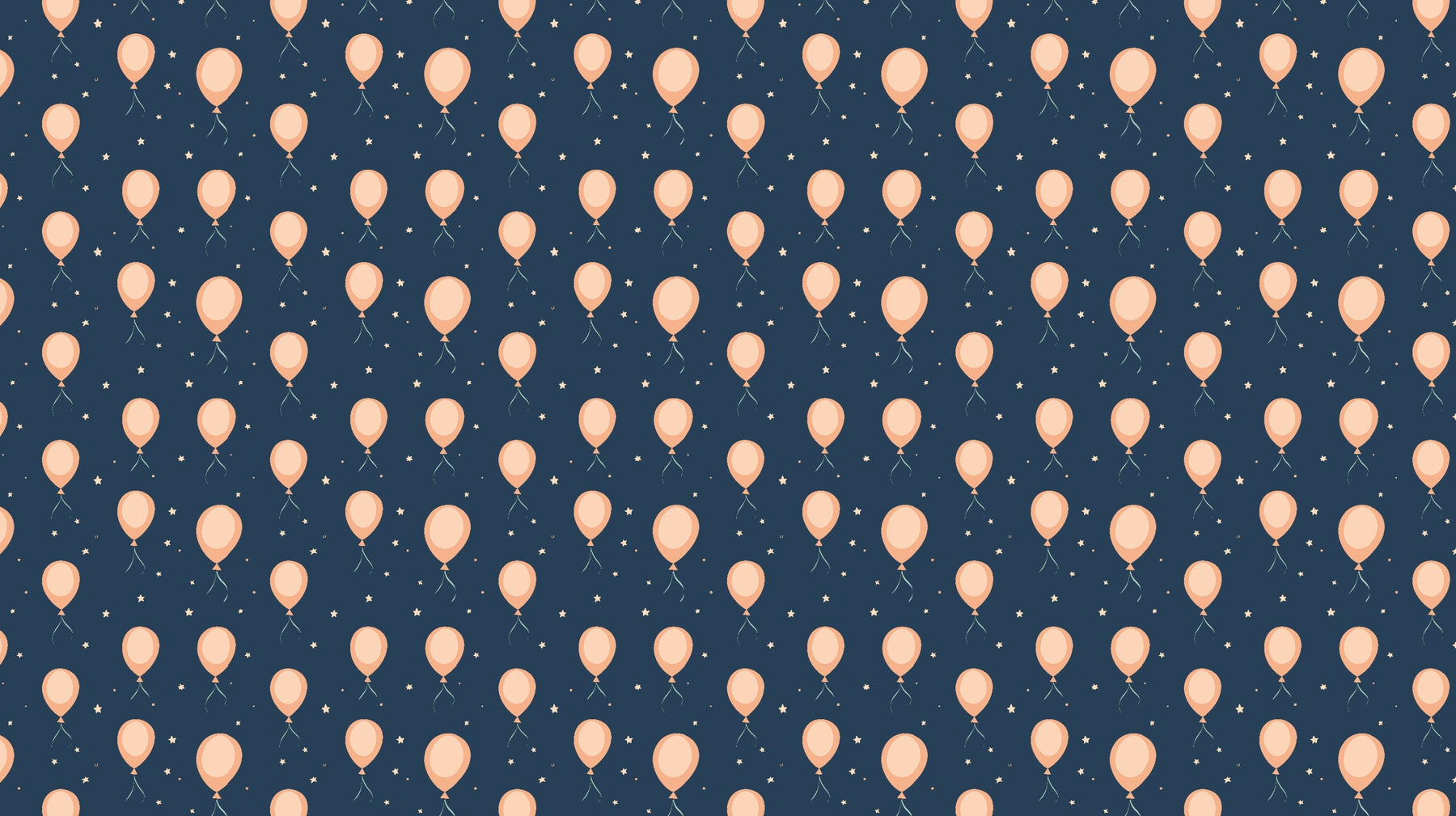 Detailed balloon and stars mural wallpaper design pattern on blue background by Kids-Mundo