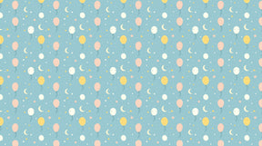 Detailed balloon and starry sky mural wallpaper design pattern with pastel colors by Kids-Mundo