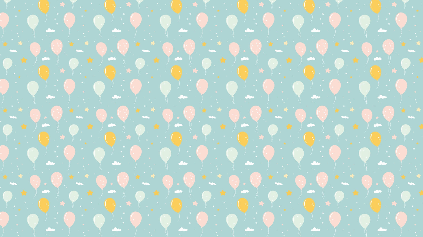 Detailed pastel balloon and cloud mural wallpaper design pattern with stars by Kids-Mundo