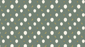Detailed balloon and stars mural wallpaper design pattern with golden moons by Kids-Mundo