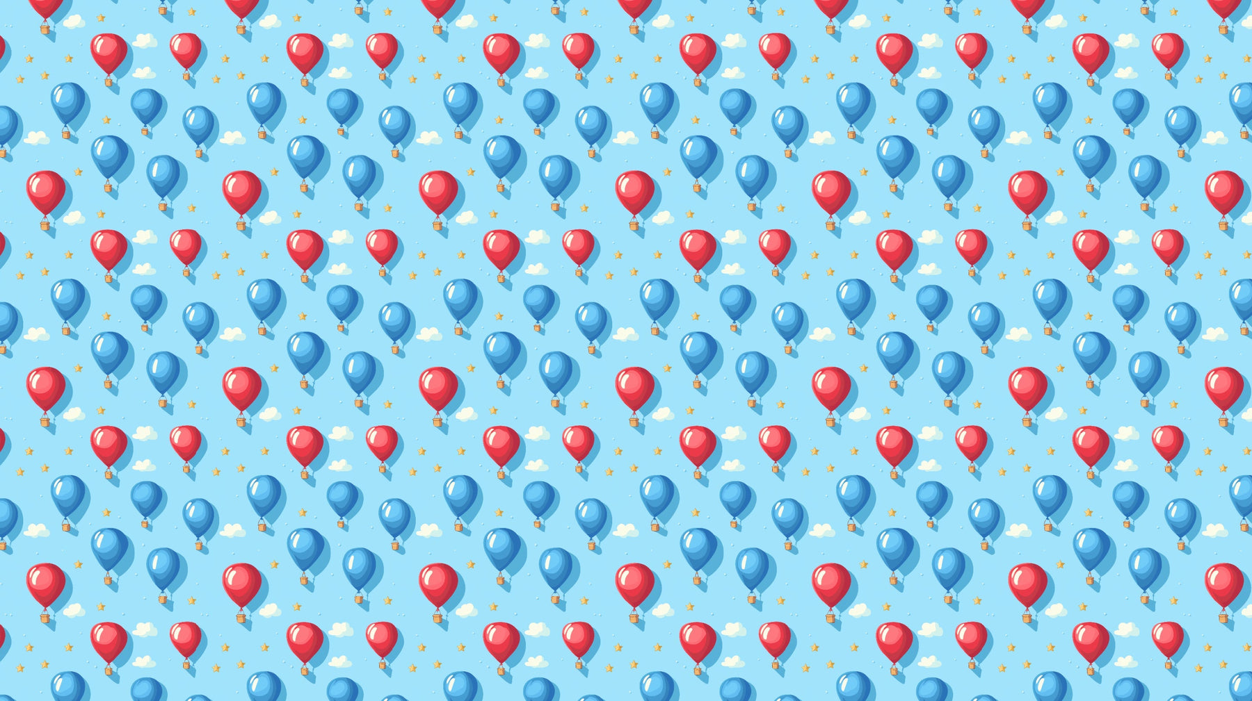 Detailed balloon mural wallpaper design pattern with colorful balloons and stars by Kids-Mundo