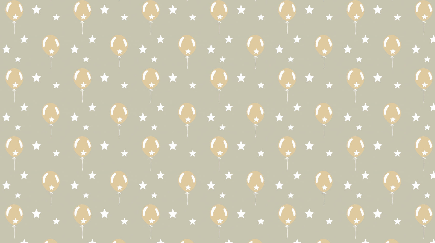 Detailed golden balloon and white stars mural wallpaper design pattern by Kids-Mundo