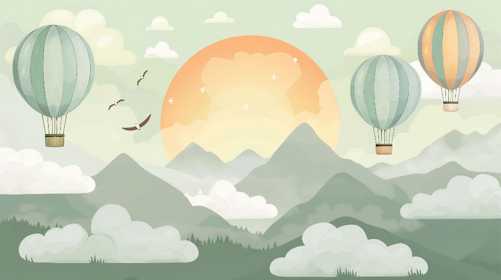 Hot Air Balloons at Sunrise Wall Mural