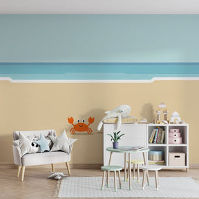 Ocean themed crab mural wallpaper with beach decor in modern kids room by Kids-Mundo