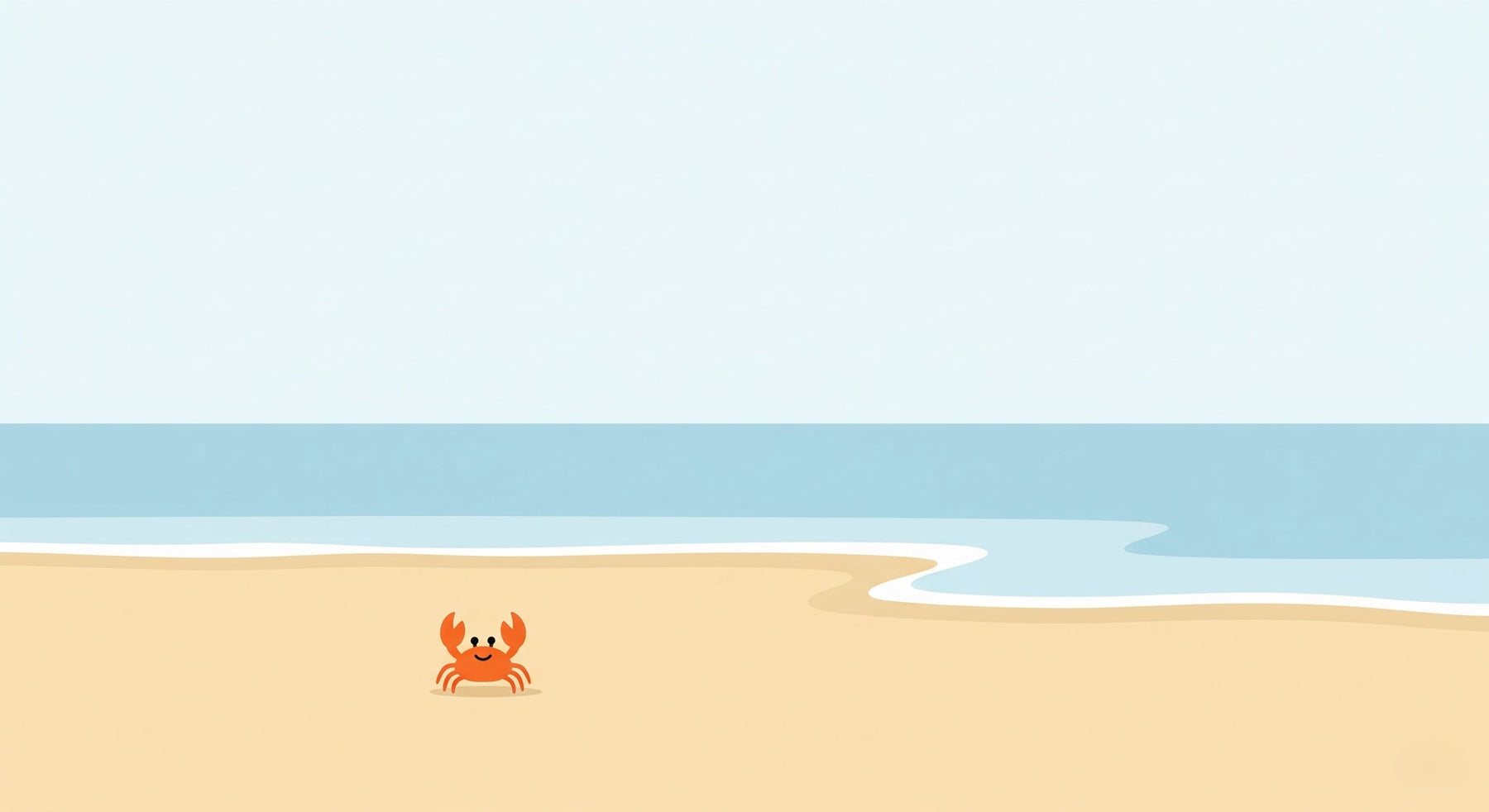Detailed beach crab mural wallpaper design pattern showing adorable crab on golden sand with ocean backdrop