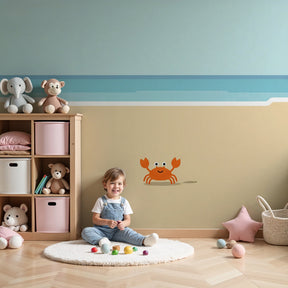 Beach crab mural wallpaper in coastal nursery setting with ocean theme by Kids-Mundo