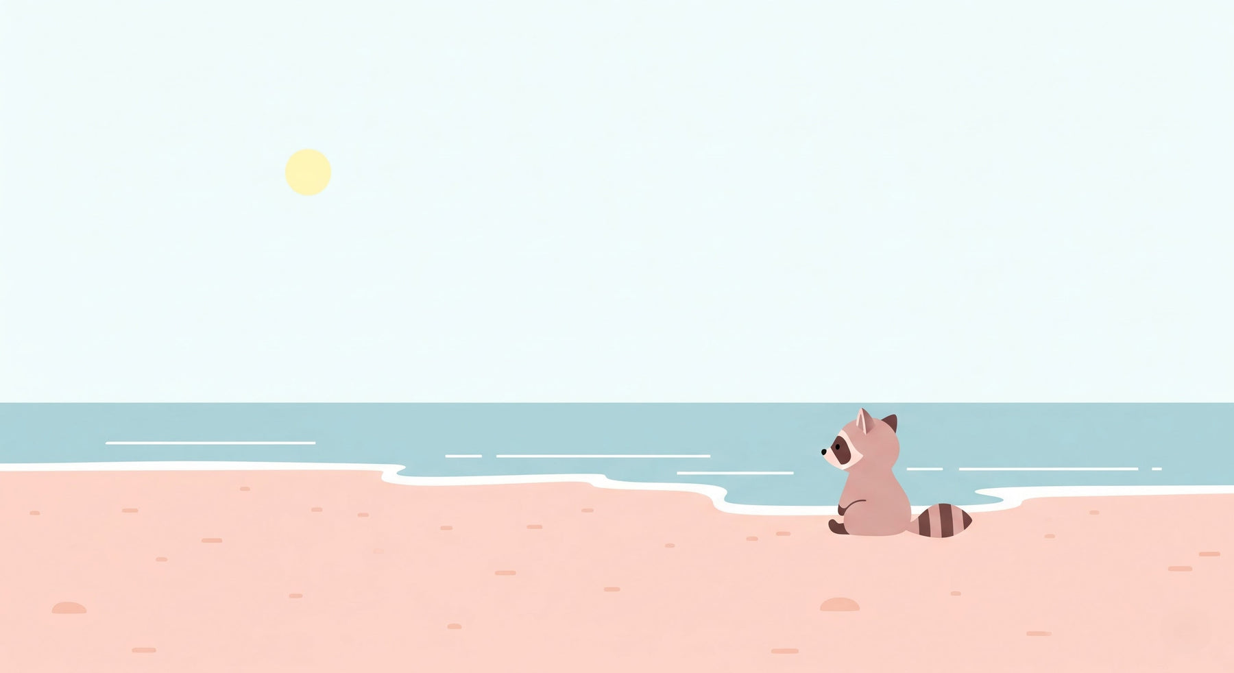 Detailed beach raccoon mural wallpaper design pattern showing seaside scene by Kids-Mundo