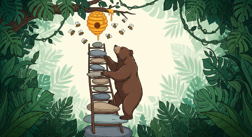 Bear Climbing for Honey Jungle Wall Mural
