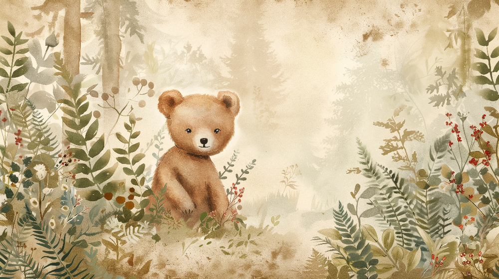 Little Bear Cub in an Enchanted Forest Wall Mural