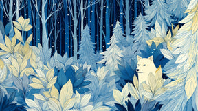 Detailed bear forest mural wallpaper design pattern showing woodland creatures by Kids-Mundo