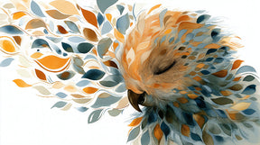 Detailed bird and colorful foliage mural wallpaper design pattern by Kids-Mundo