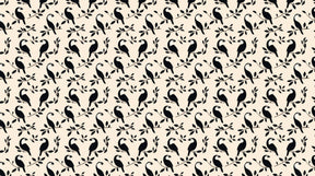 Detailed bird pattern mural wallpaper design showing stylized birds on branches beige background by Kids-Mundo