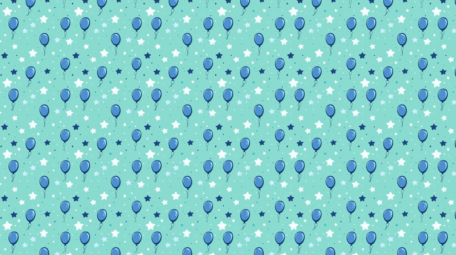 Detailed blue balloons and sparkling stars mural wallpaper design pattern by Kids-Mundo