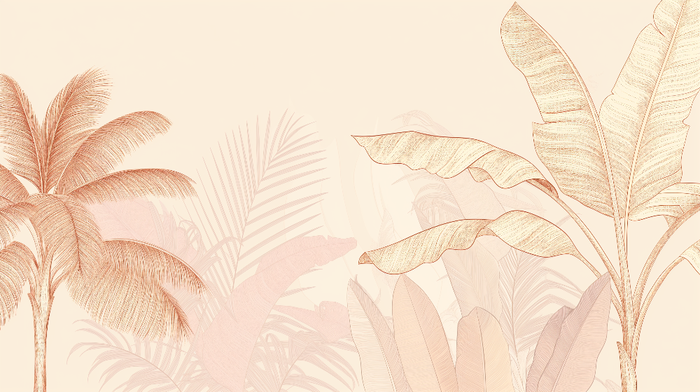 Elegant Blush Palm Trees Wall Mural