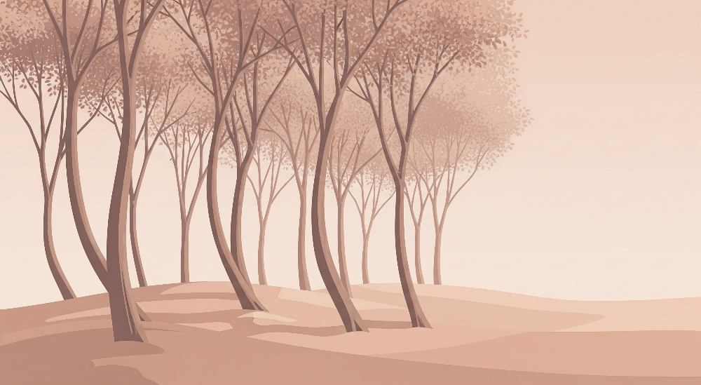 Blush Pastel Forest Trees Wall Mural