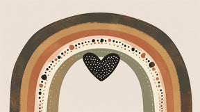 Detailed bohemian rainbow mural wallpaper design pattern with heart motif by Kids-Mundo