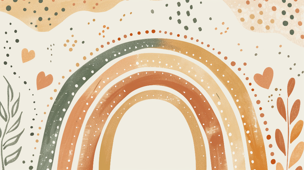 Boho Rainbow with Hearts and Dots Wall Mural
