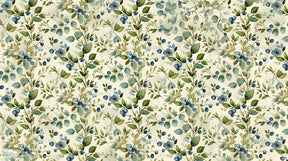 Detailed botanical mural wallpaper design pattern with watercolor leaves and berries by Kids-Mundo
