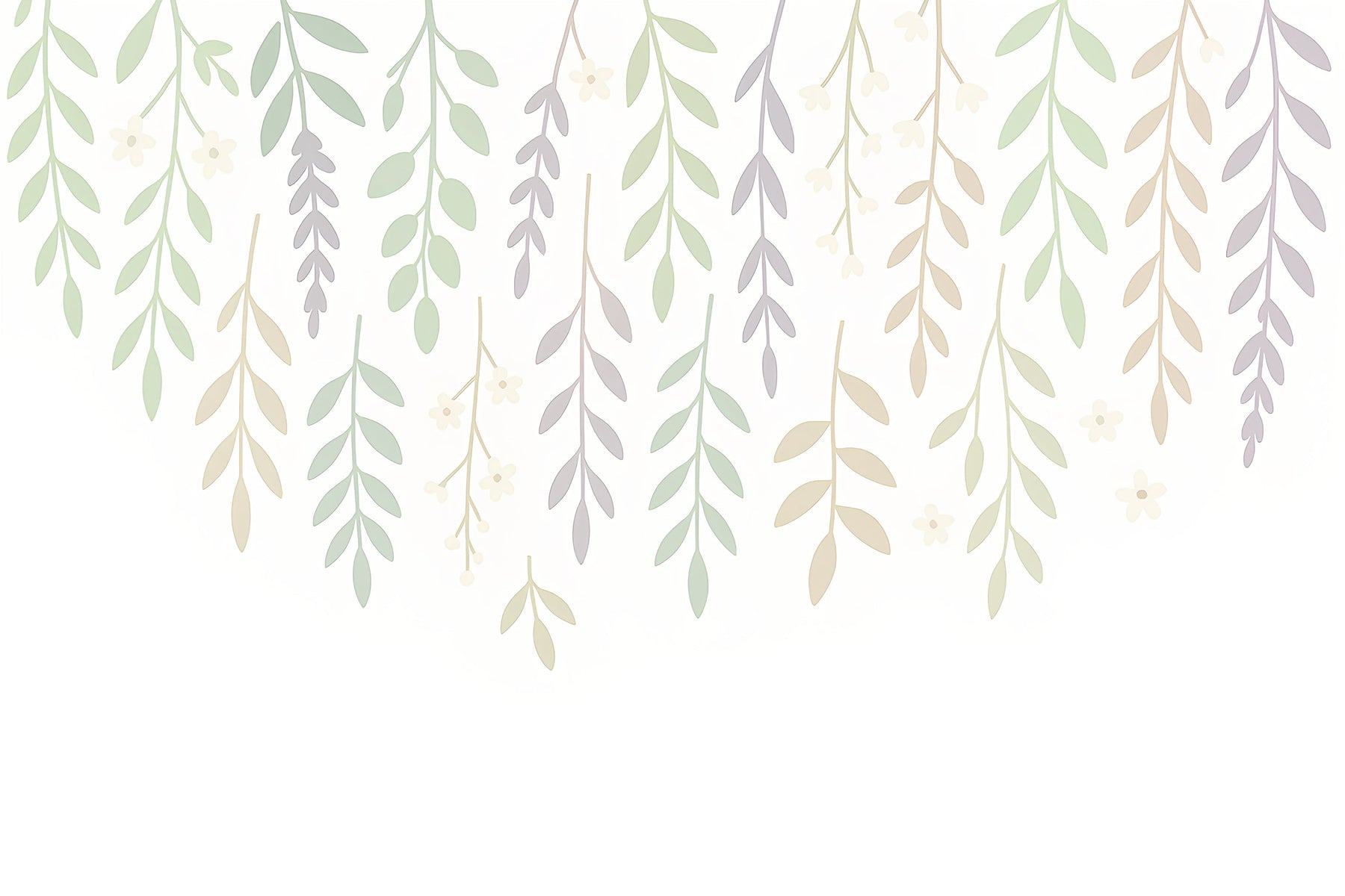 Detailed botanical mural wallpaper design pattern with delicate leaves and flowers by Kids-Mundo