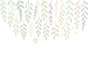 Detailed botanical mural wallpaper design pattern with delicate leaves and flowers by Kids-Mundo