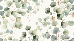 Detailed botanical foliage mural wallpaper design pattern with delicate green leaves by Kids-Mundo