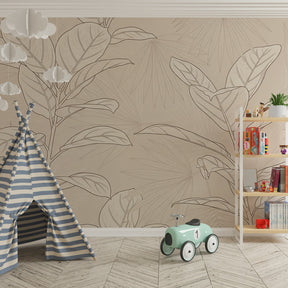 Nature-inspired botanical wallpaper transforming kids room into calm sanctuary by Kids-Mundo