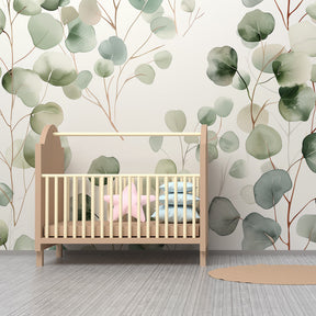 Nature-inspired botanical wallpaper transforming nursery into tranquil sanctuary by Kids-Mundo