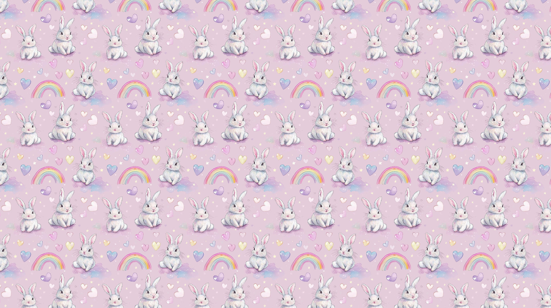 Detailed bunny mural wallpaper design pattern with cute rabbits on pink background by Kids-Mundo
