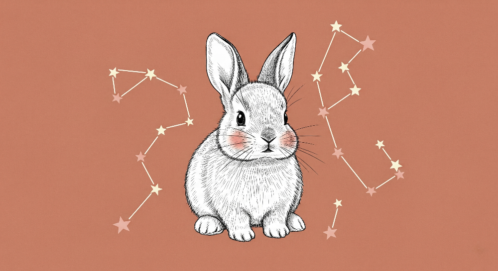 Sketched Bunny and Star Constellations Wall Mural