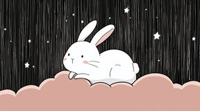Detailed dreamy bunny on starry cloud mural wallpaper design pattern by Kids-Mundo