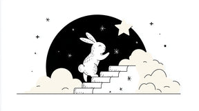 Detailed bunny stars night sky mural wallpaper design pattern by Kids-Mundo