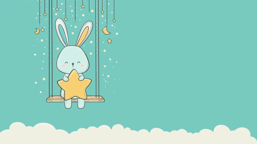 Detailed bunny swing and starry sky mural wallpaper design pattern by Kids-Mundo