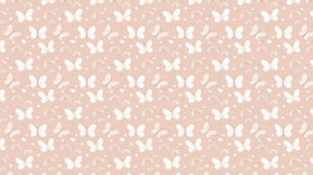 Detailed butterfly and rainbow mural wallpaper design pattern on soft pink background by Kids-Mundo