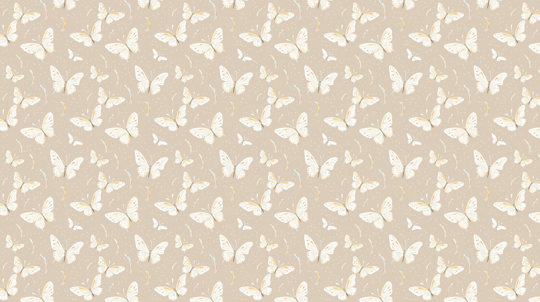 Detailed butterfly mural wallpaper design pattern on beige background by Kids-Mundo