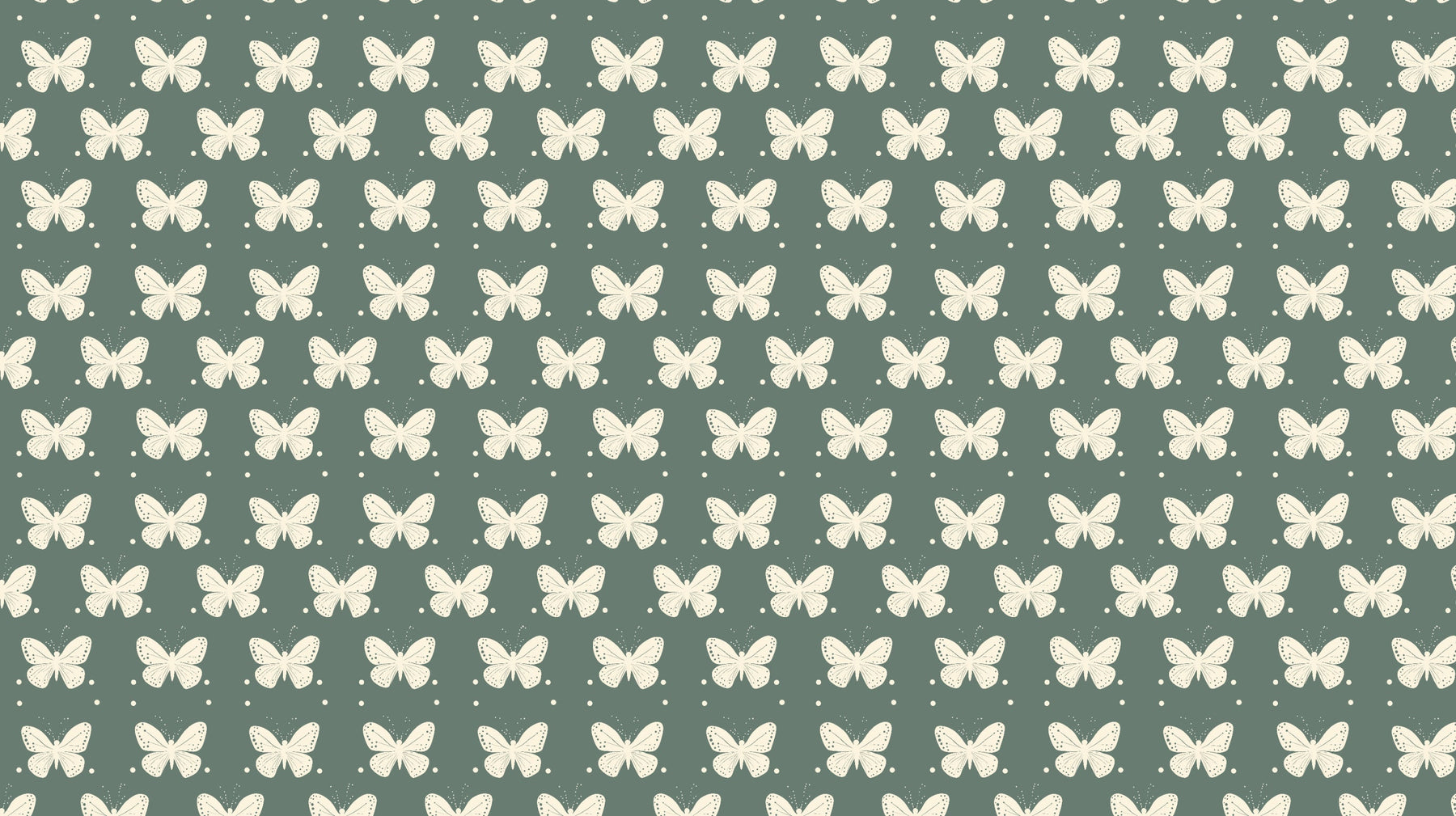Detailed white butterfly mural wallpaper design pattern on green background by Kids-Mundo